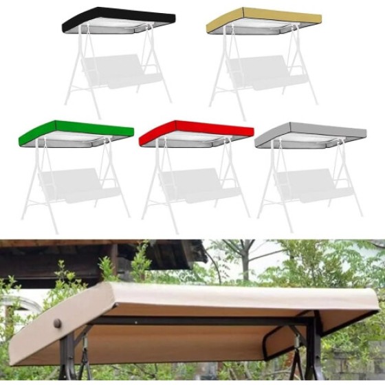 Replacement canopy for swing seat, garden swings, seat cover, outdoor, terrace, swing, canopy with side holes, 191 x 120 x 20 cm (beige)